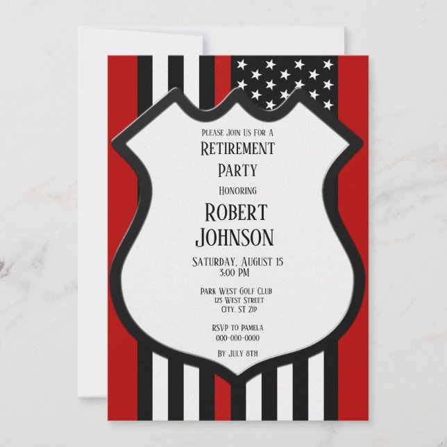 Invitación Jubilación delgada de la línea roja (Anverso)