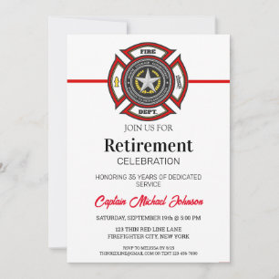 Invitación Jubilación delgada de la Línea Roja del Departamen