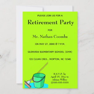 Invitación Jubilación editable de Janitor Caretaker