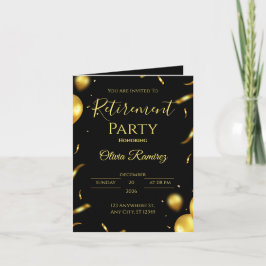 Invitación Jubilación elegante en negro y dorado