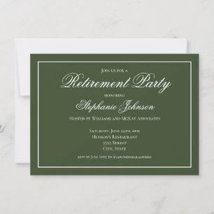 Invitación Jubilación Elegante Fiesta Verde Oscuro