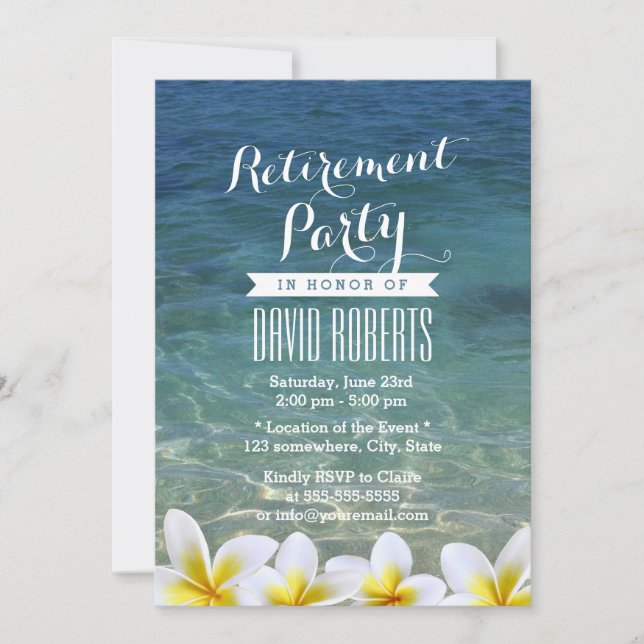 Invitación Jubilación Fiesta Beach Floral (Anverso)
