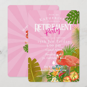 Invitación Jubilación Flamingo Tropical Rosa