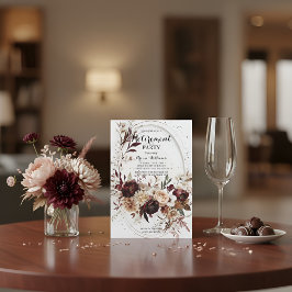 Invitación Jubilación Floral Burgundy Geométrico de Oro de Lu