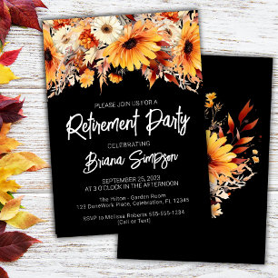 Invitación Jubilación floral de caída negra