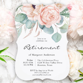 Invitación Jubilación floral de color rosa y beige