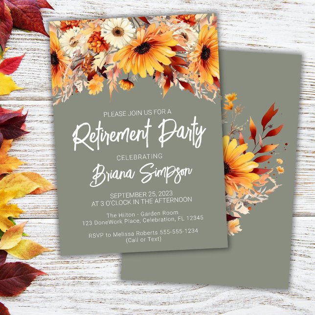 Invitación Jubilación floral de otoño verde (Subido por el creador)