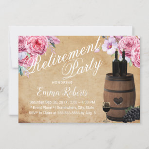 Invitación Jubilación floral vintage de barril de vino ruso