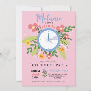 Invitación Jubilación Fuera del Reloj Fiesta Floral Divertida
