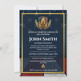 Invitación Jubilación militar de roble de oro de la bandera d