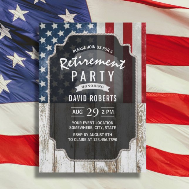 Invitación Jubilación militar patriótica Bandera de Estados U (Subido por el creador)