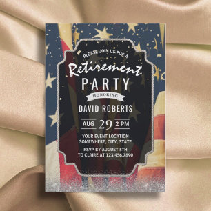 Invitación Jubilación militar patriótica Plata moderna