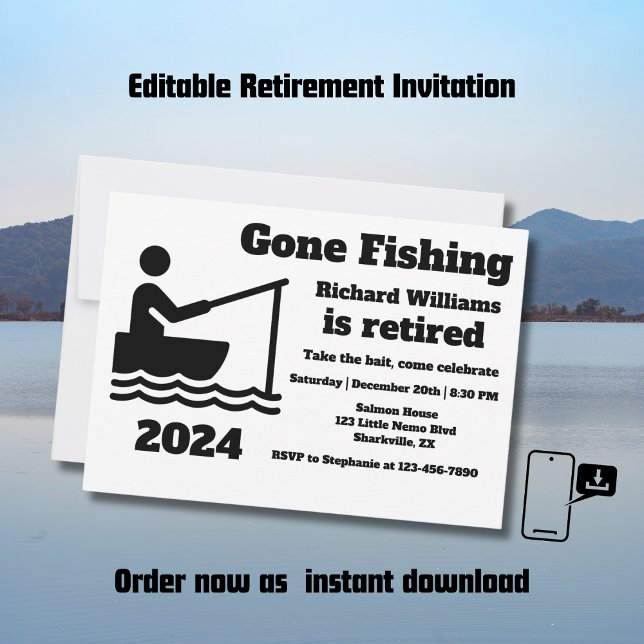 Invitación Jubilación Minimalista moderna de la pesca abandon (Subido por el creador)