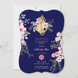 Invitación Jubilación náutica invita a floral rosa azul de la