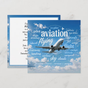 Invitación Jubilación para Piloto de Avión en Nube de Palabra