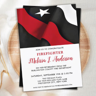 Invitación Jubilación personalizada de bomberos de la línea r