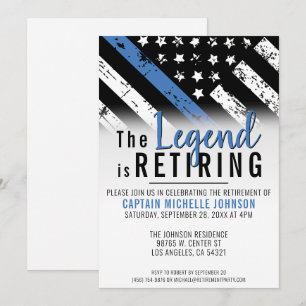 Invitación Jubilación policial Fiesta de bandera delgada de l