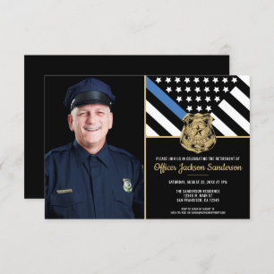Invitación Jubilación policial foto de bandera delgada de la