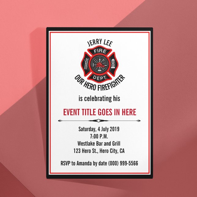 Invitación Jubilación por evento de bombero para adultos (Subido por el creador)