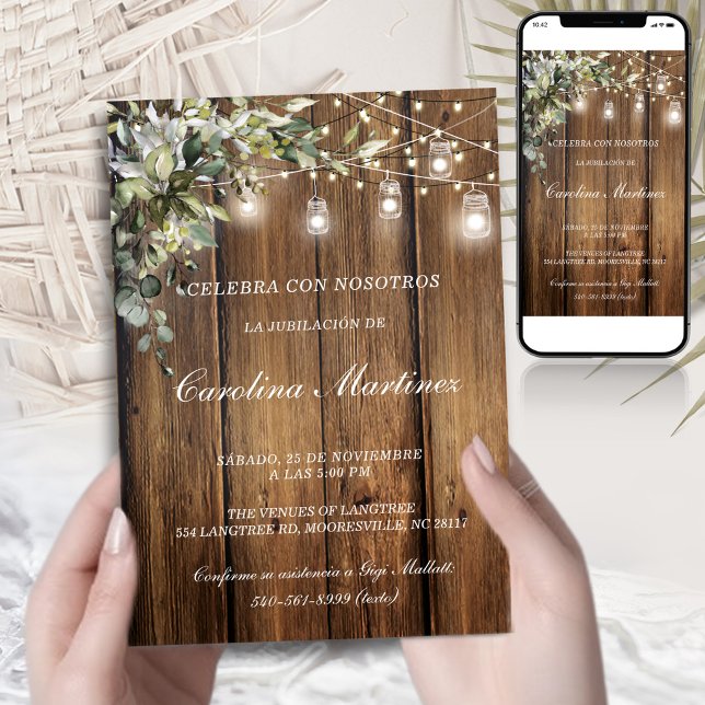 Invitacion Jubilacion Rustica Luces | Printable (Subido por el creador)