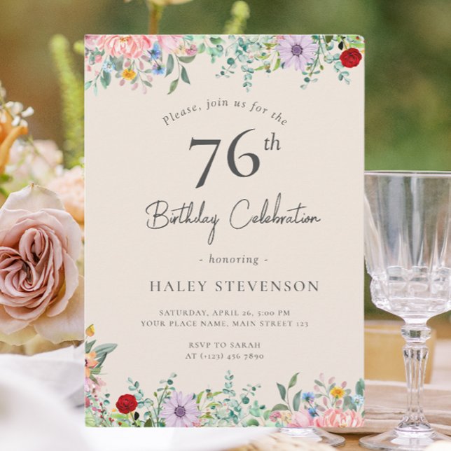 Invitación Jubilación Silvestre Rústica Boho 76 Cumpleaños Si (Subido por el creador)