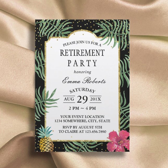 Invitación Jubilación Tropical Elegante de Playa de Piña (Subido por el creador)
