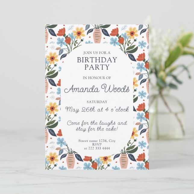Invitación Jubilee Blossom Exuberante Cumpleaños (Anverso de pie)