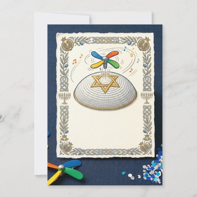 Invitación Judaica divertida Bar Mitzvah (Anverso)