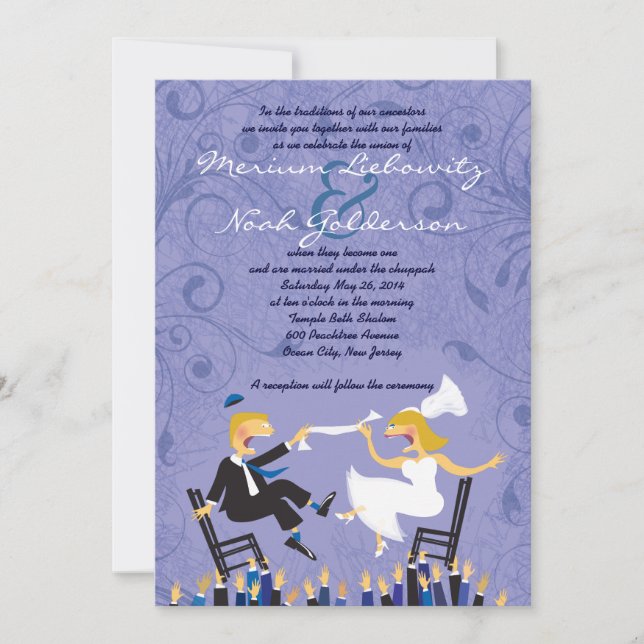Invitación judía divertida de la boda de la danza (Anverso)