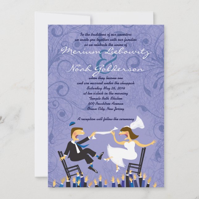 Invitación judía divertida de la boda de la danza (Anverso)