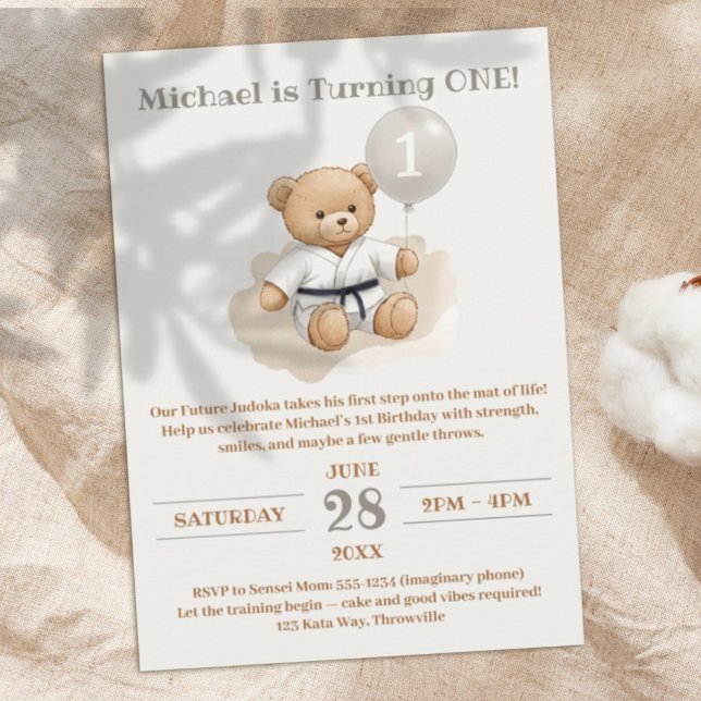 Invitación Judo Bear Turns One" – 1st Birthday (Subido por el creador)
