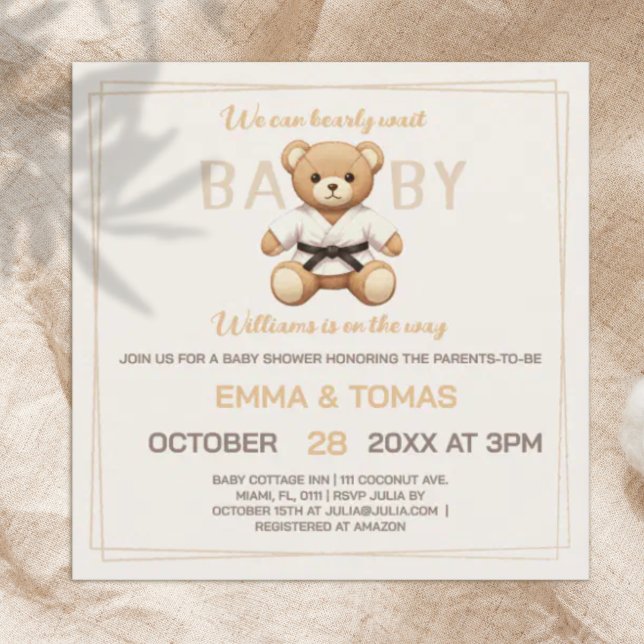 Invitación Judo Black Belt Bear Baby Shower Collection  (Subido por el creador)