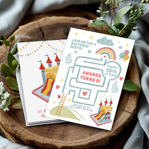 Invitación Juega activa búsqueda de cumpleaños, globos y cast