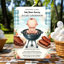 Invitación Juega Babyq Fun Food Steef Beef Bbq Baby Shower