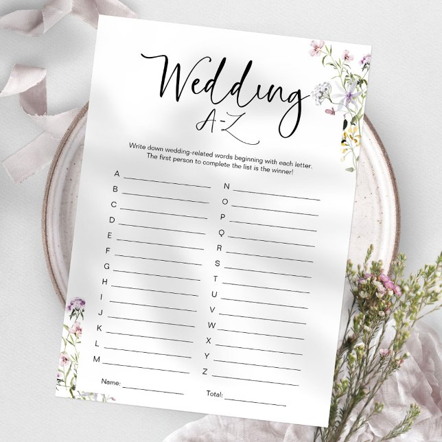 Invitación Juego A-Z de Boda de ducha de flores silvestres (Subido por el creador)