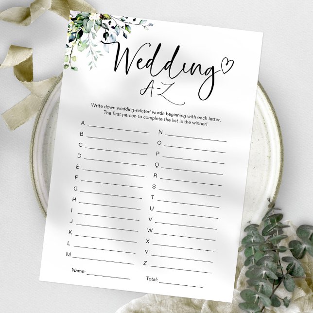 Invitación Juego A-Z de Boda de ducha de novia (Subido por el creador)