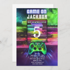 Invitación Juego activado, cumpleaños del videojuego de Boy