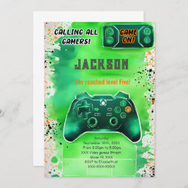 Invitación Juego activado, cumpleaños del videojuego de Boy