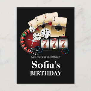 Invitación juego adulto de casino cumpleaños Carta postal