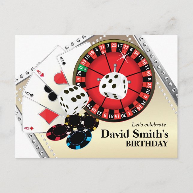 Invitación juego adulto de casino cumpleaños Carta postal (Anverso)