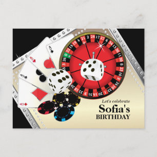 Invitación juego adulto de casino cumpleaños Carta postal