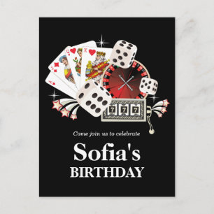 Invitación juego adulto de casino cumpleaños Carta postal