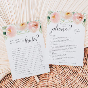 Invitación Juego Airy Floral Doble-Lado Bridal Shower