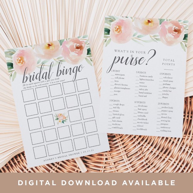 Invitación Juego Airy Floral Doble-Lado Bridal Shower (Subido por el creador)