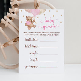 Invitación Juego Baby Guesses Baby Shower Teddy Bear
