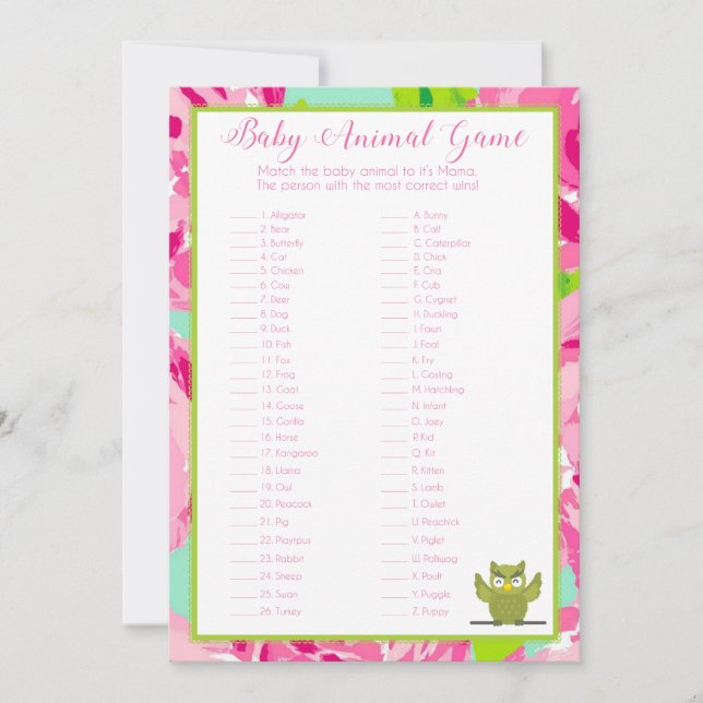 Invitación Juego Baby Shower (Anverso)