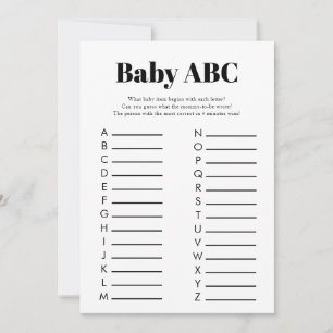 Invitación Juego Baby Shower ABC minimalista