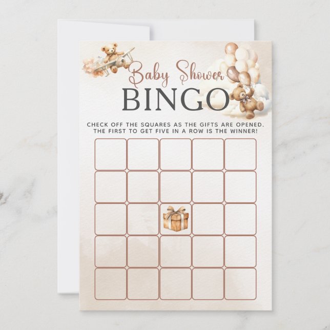 Invitación Juego Baby Shower BINGO Podemos Bear Esperar A Un  (Anverso)