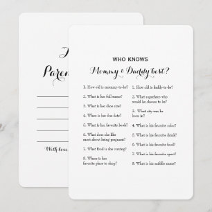 Invitación Juego Baby Shower de doble cara - Consejos  Quién 