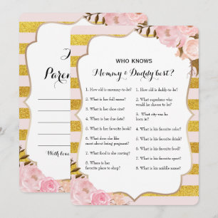 Invitación Juego Baby Shower de doble cara - Consejos  Quién 